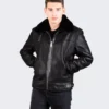 Men's Luxury Shearling Leather Jacket Black - Leathermoto.com