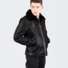 Men's Luxury Shearling Leather Jacket Black - Leathermoto.com