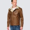 New Biker Russet Color Shearling Leather Jacket - leatherMoto