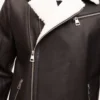 Oversized Mens Black Shearling Leather Jacket - Leather Moto 3