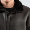 Shearling Leather Black Bomber Jacket - Leathermoto