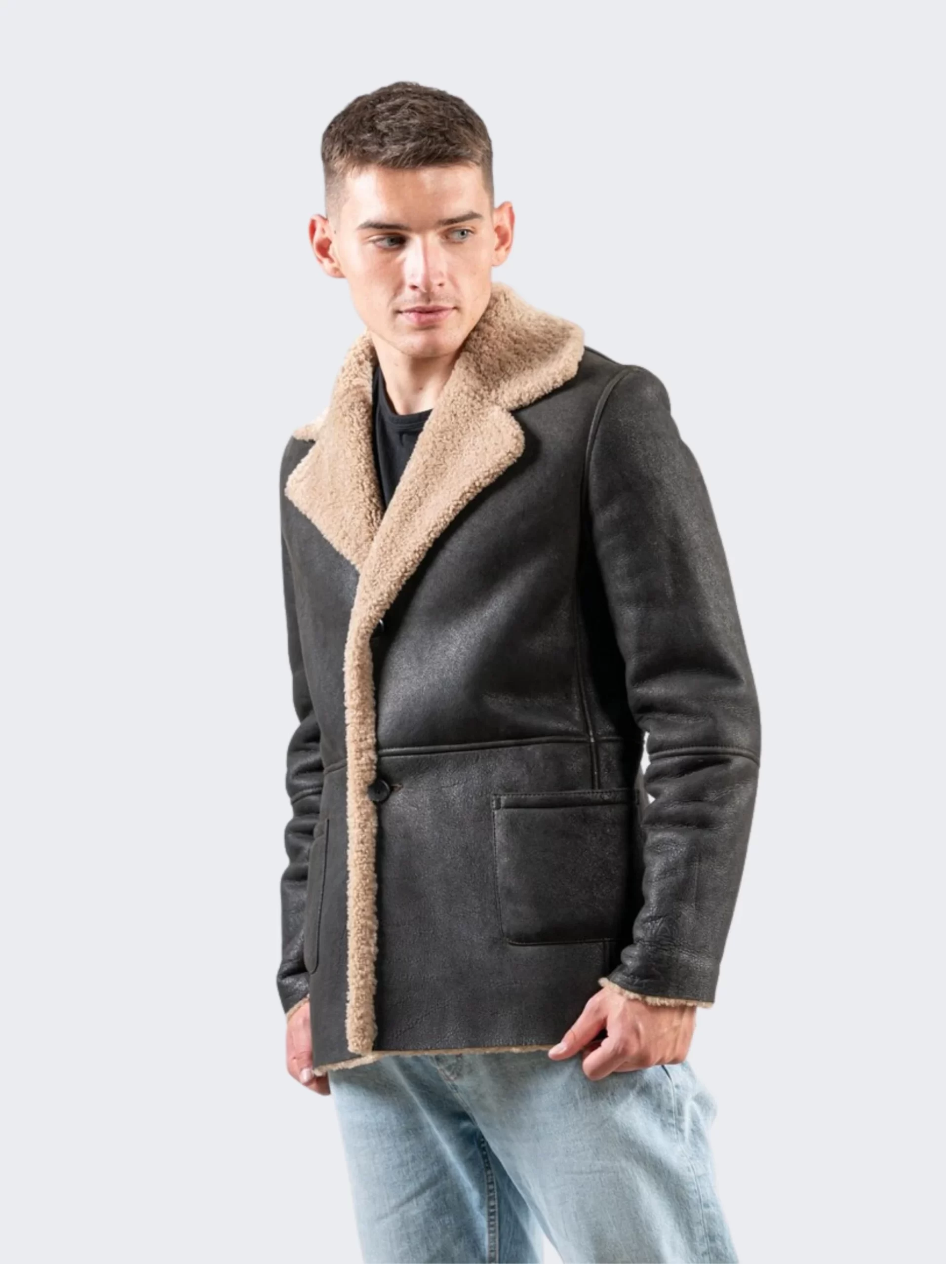 Shearling Luxe Leather Jacket For Men - LeatherMoto.com