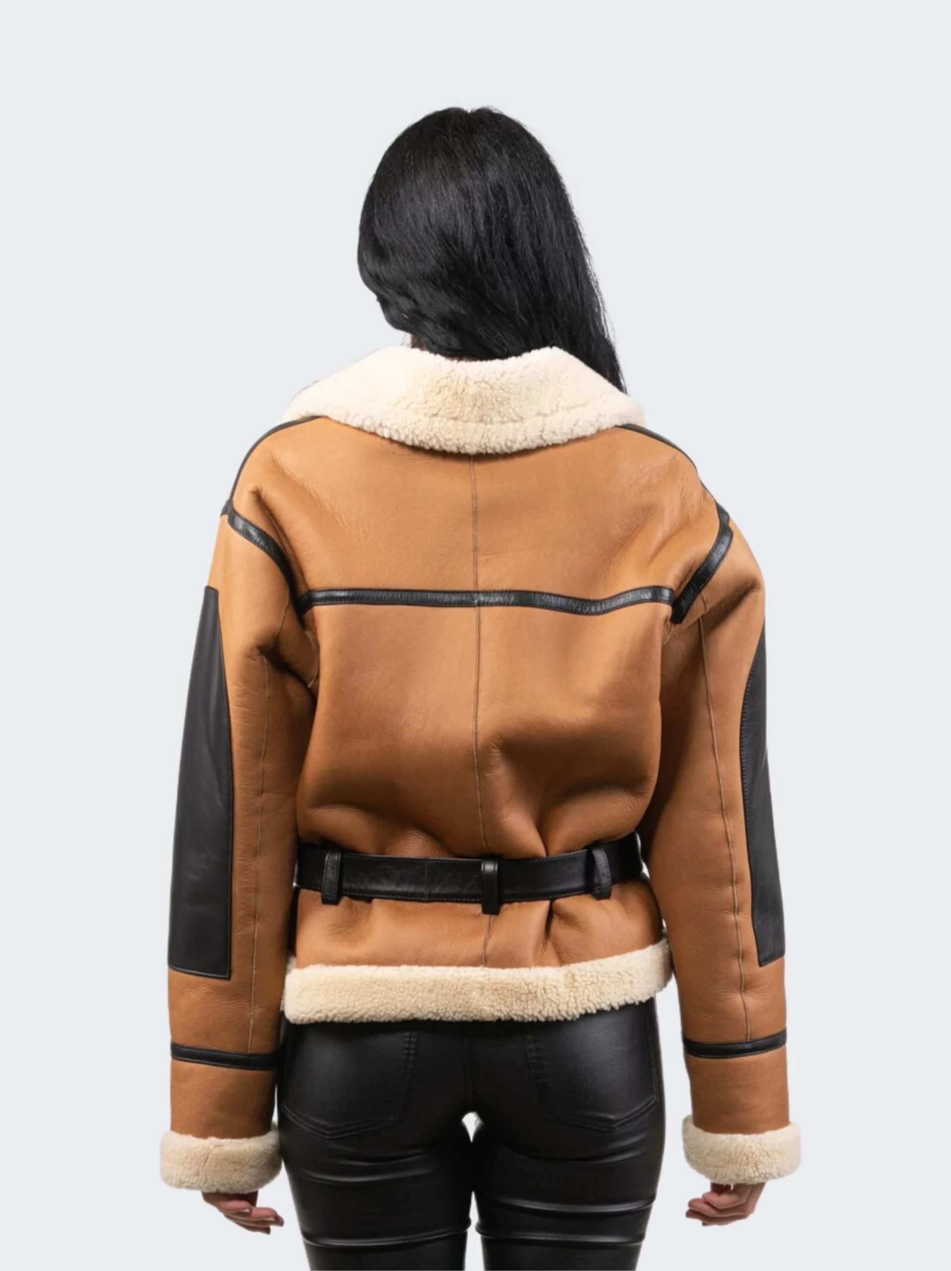 Stylish Women's Shearling Leather Jacket - LeatherMoto.com