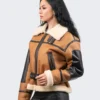 Stylish Women's Shearling Leather Jacket - LeatherMoto.com