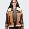 Stylish Women's Shearling Leather Jacket - LeatherMoto.com
