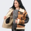 Stylish Women's Shearling Leather Jacket - LeatherMoto.com