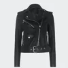 Women Black Double Rider Leather - Leather moto