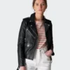 Women Black Double Rider Leather - Leather moto