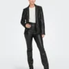 Women Black Genuine Leather Blazer by LeatherMoto