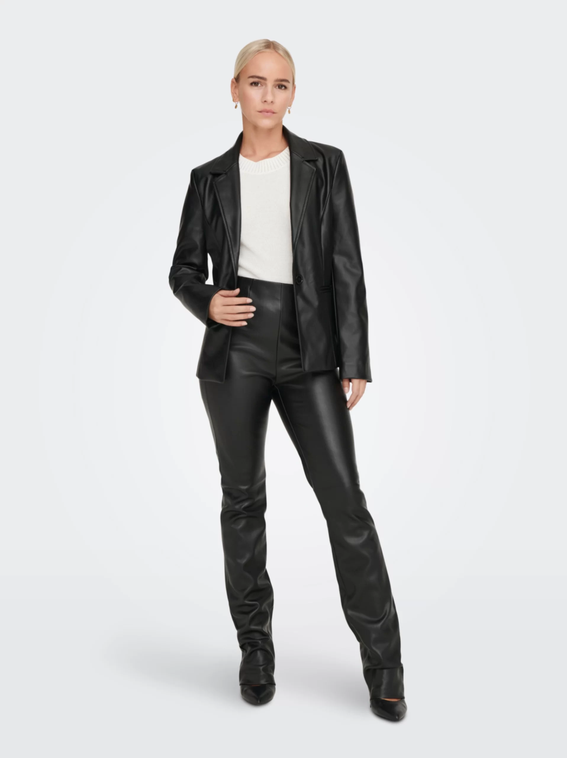 Women Black Genuine Leather Blazer by LeatherMoto