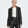 Women Black Genuine Leather Blazer by LeatherMoto