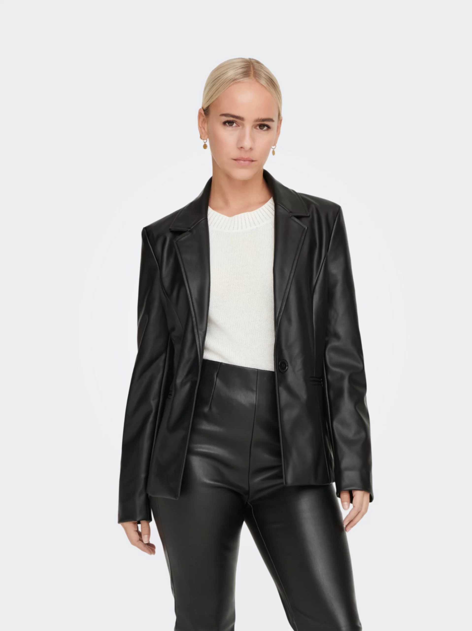 Women Black Genuine Leather Blazer by LeatherMoto