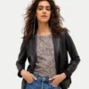 Women's Timeless Tailored Black Leather Blazer - LeatherMoto