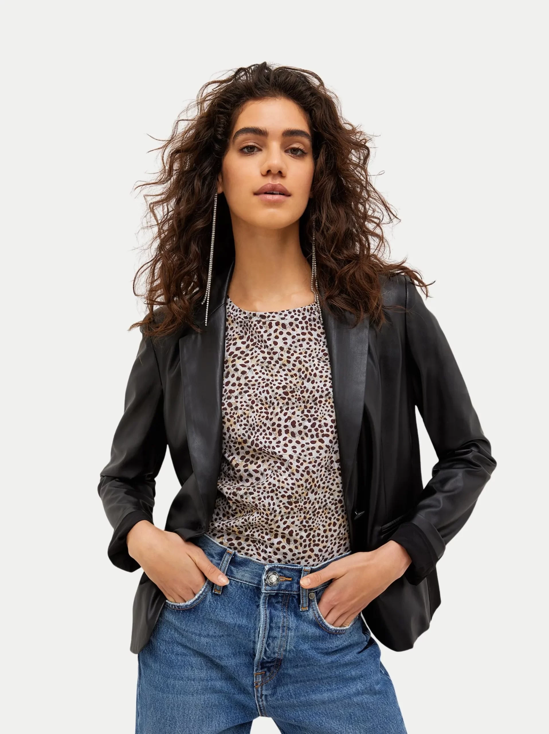 Women's Timeless Tailored Black Leather Blazer - LeatherMoto