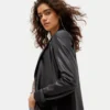 Women's Timeless Tailored Black Leather Blazer - LeatherMoto