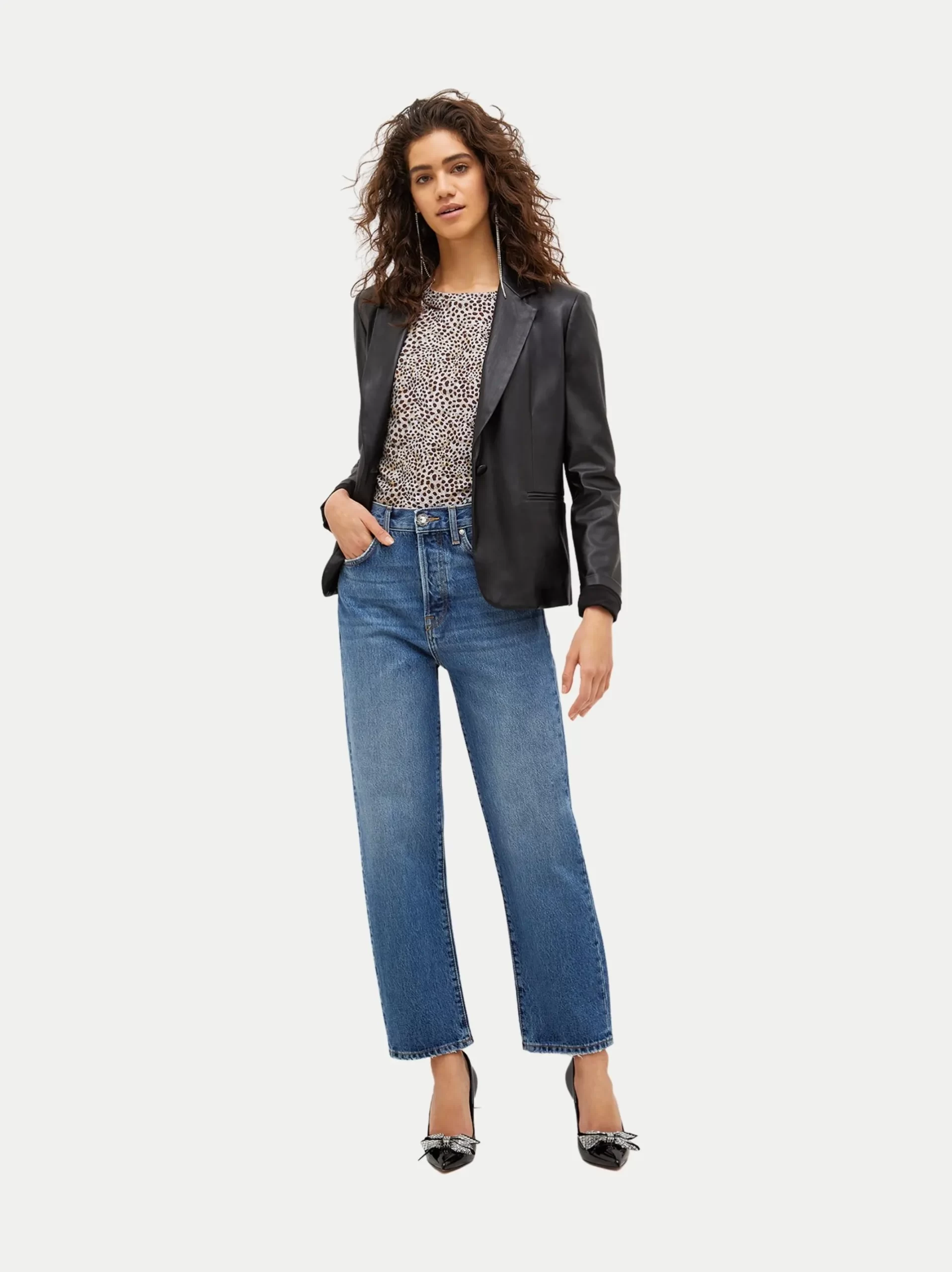 Women's Timeless Tailored Black Leather Blazer - LeatherMoto