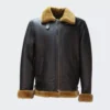 b3 Moto Collar shearling leather jacket for Men - leathermoto.com