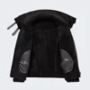b3 bomber Black shearling leather jacket for Men - leathermoto.com