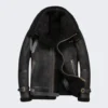b3 bomber Black shearling leather jacket for Men - leathermoto.com