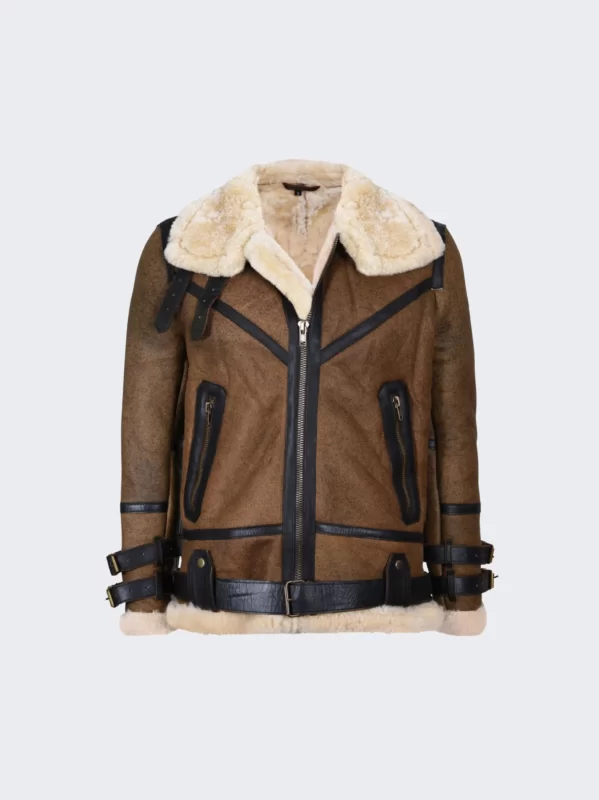 b3 bomber aviator shearling leather jacket for Men - leathermoto.com