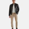 cafe racer black leather jacket for men's - leathermoto
