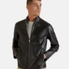 cafe racer black leather jacket for men's - leathermoto