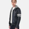 leather biker jacket with hoodie