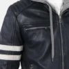 leather biker jacket with hoodie