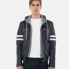 leather biker jacket with hoodie
