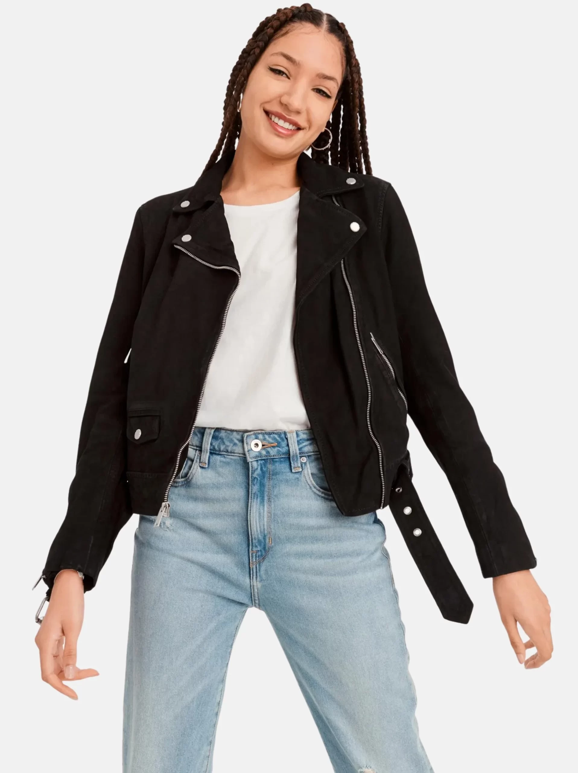 Women’s Rich Black Suede Biker Style Jacket