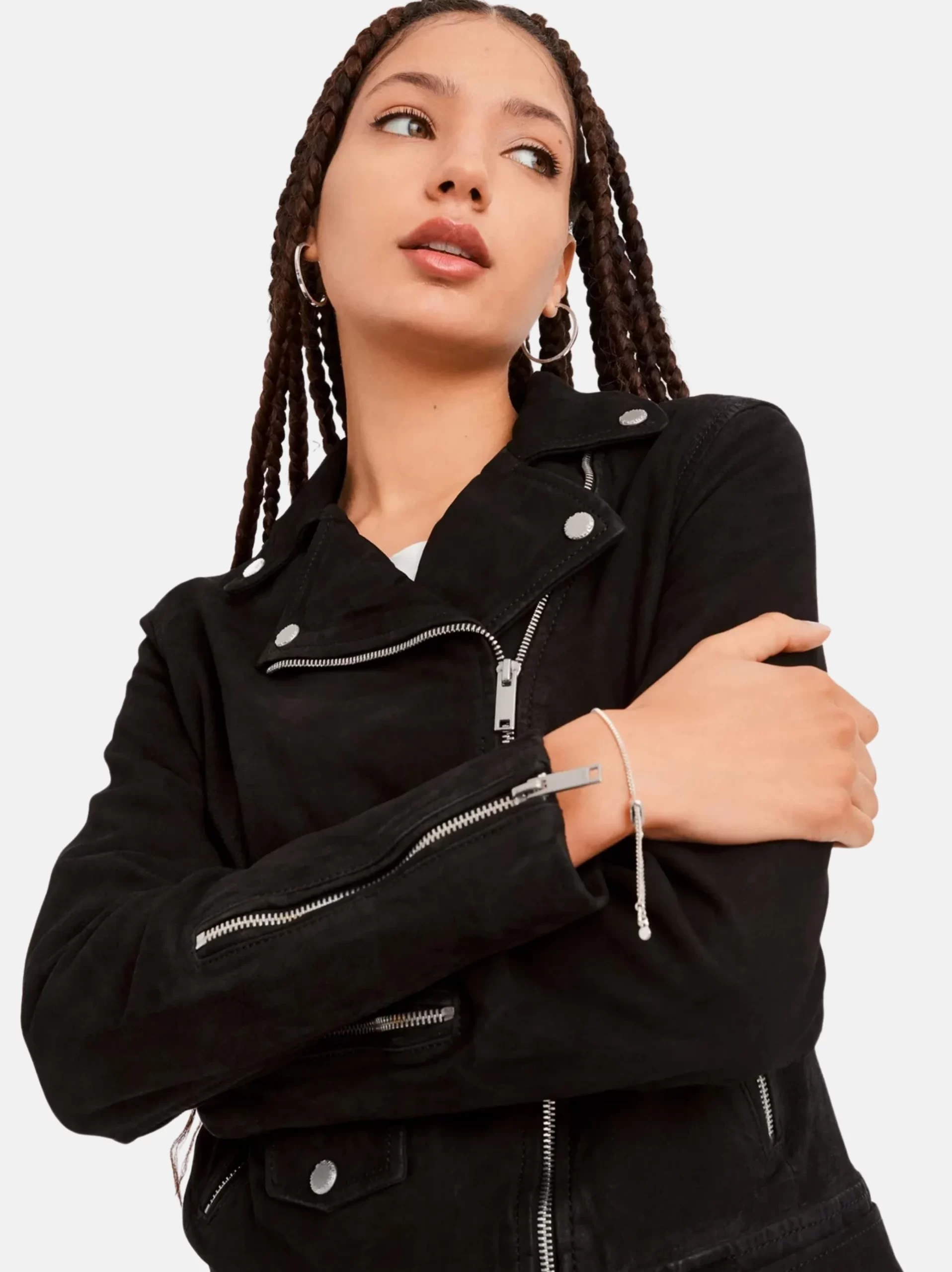 Women’s Rich Black Suede Biker Style Jacket