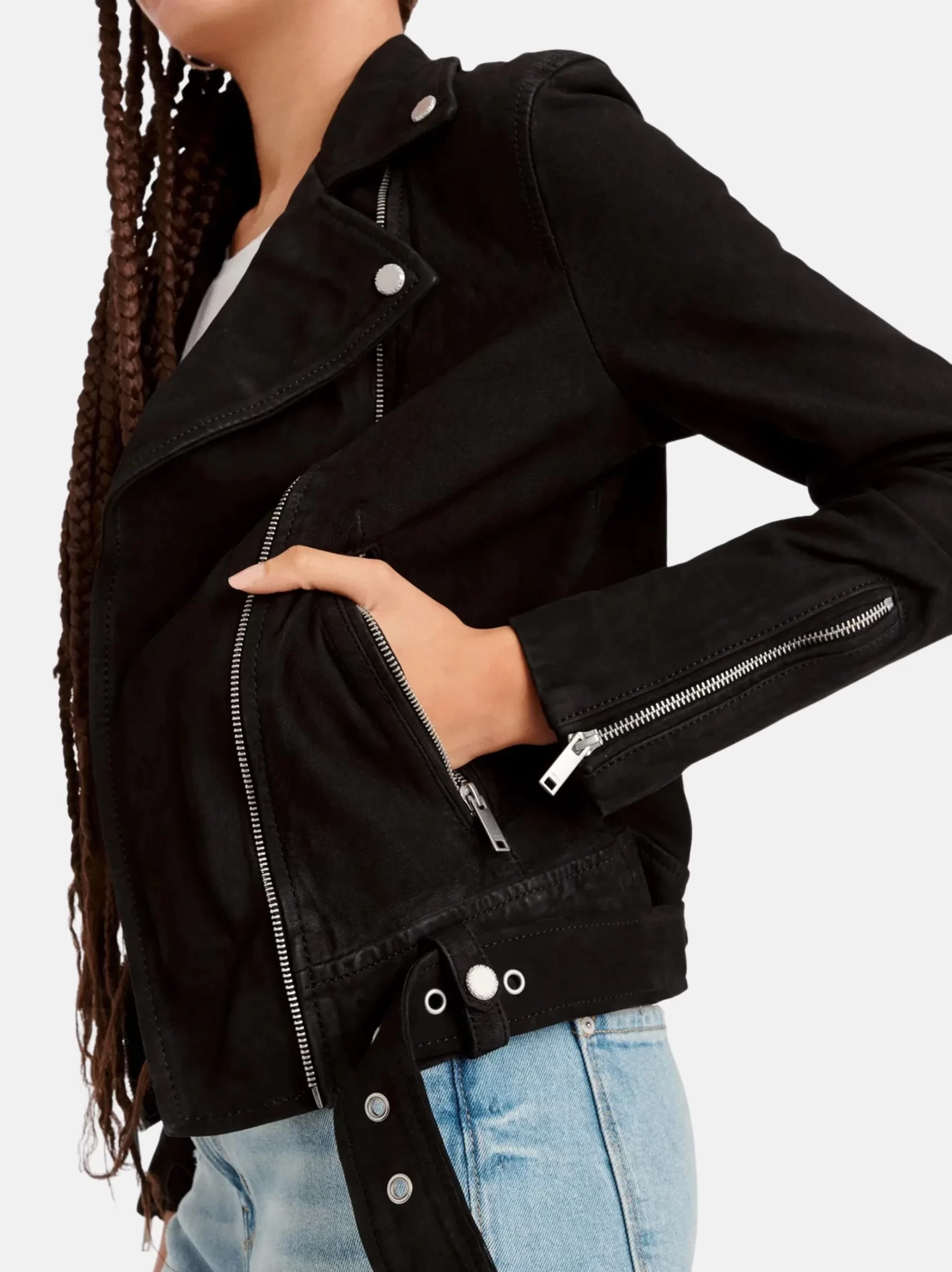 Women’s Rich Black Suede Biker Style Jacket