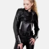 Women's B-White Biker Style jacket By Leather Moto (2)