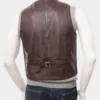Leather biker vest for men and women brown color