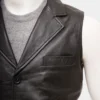 Cowhide Leather Vest Black Closed Pic
