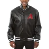 Arizona Diamondbacks Black Leather Varsity Jacket G-III Sports