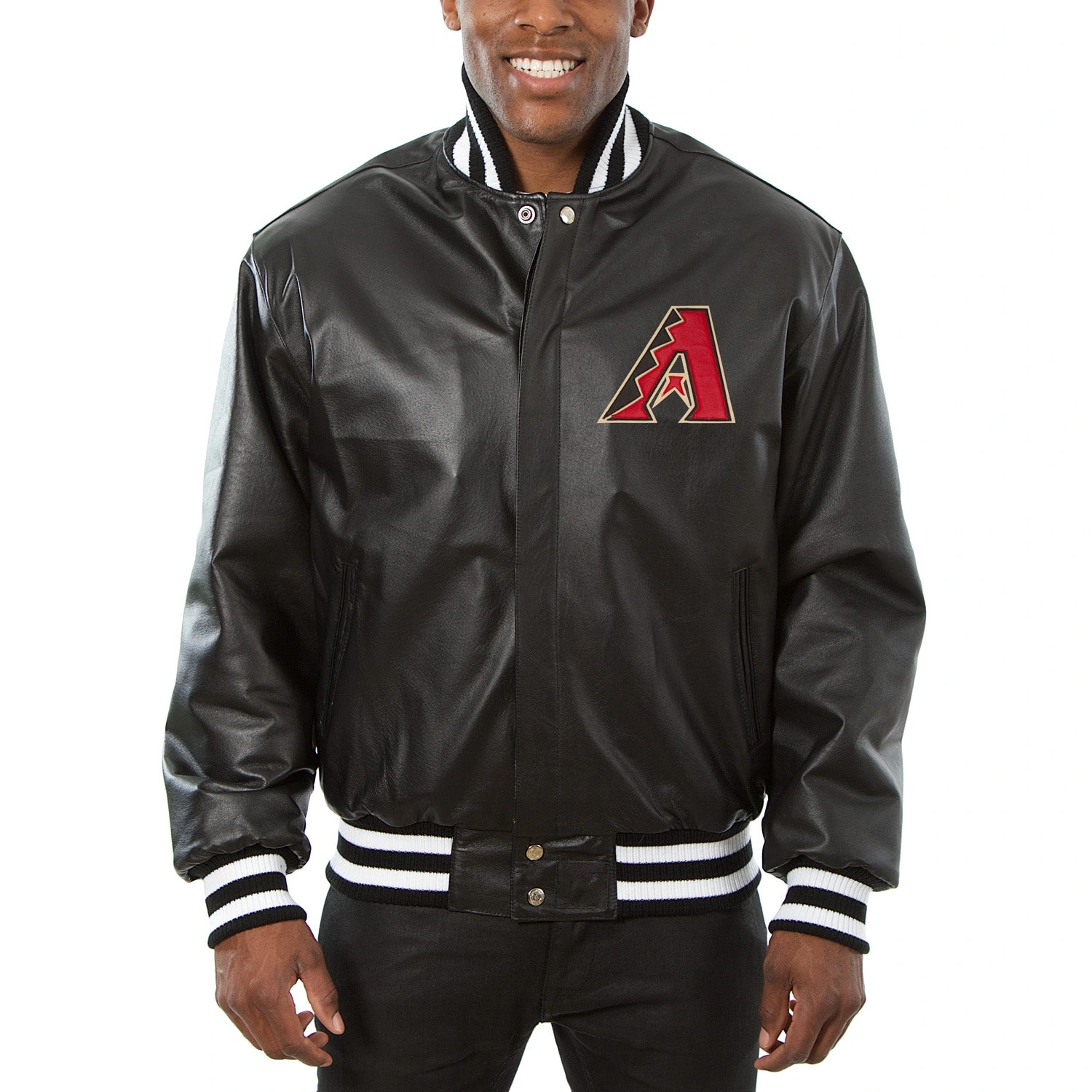 Arizona Diamondbacks Black Leather Varsity Jacket G-III Sports