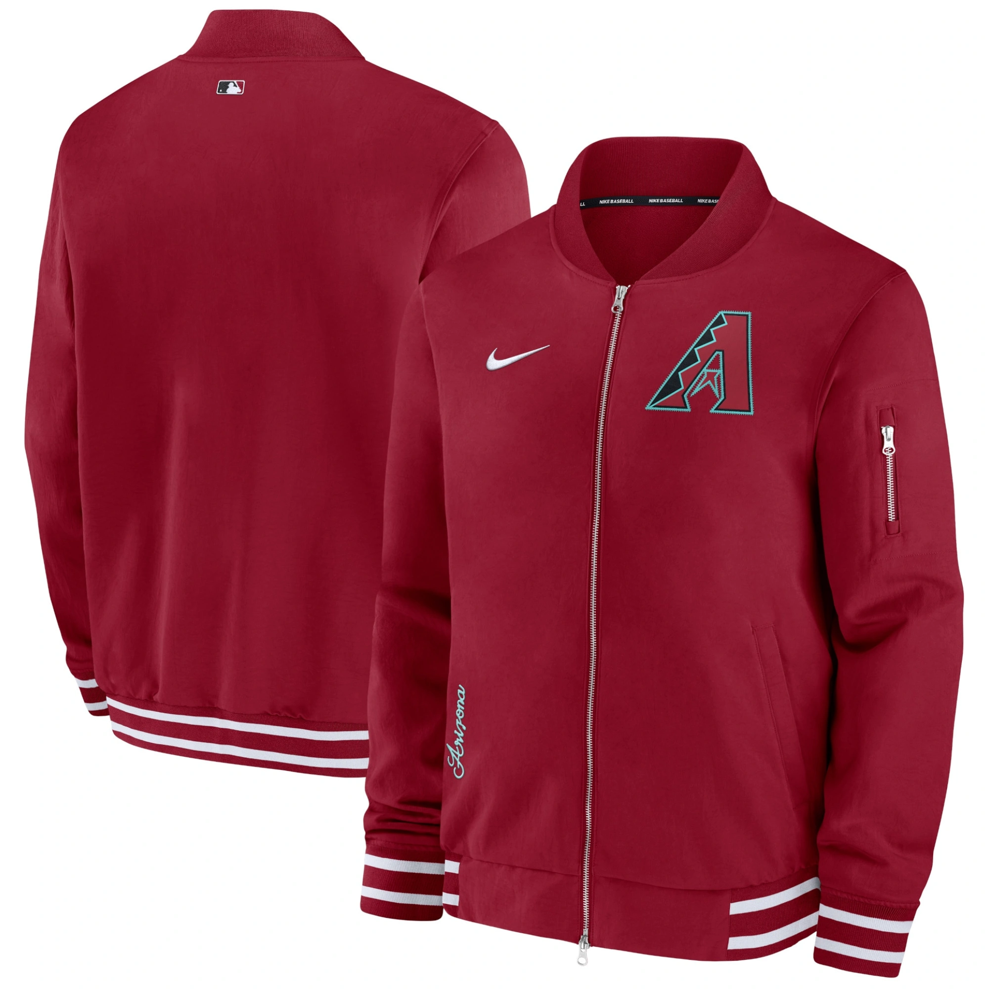Arizona-Diamondbacks-Nike-Full-Zip-Bomber-Varsity-Red-Jacket-LeatherMoto