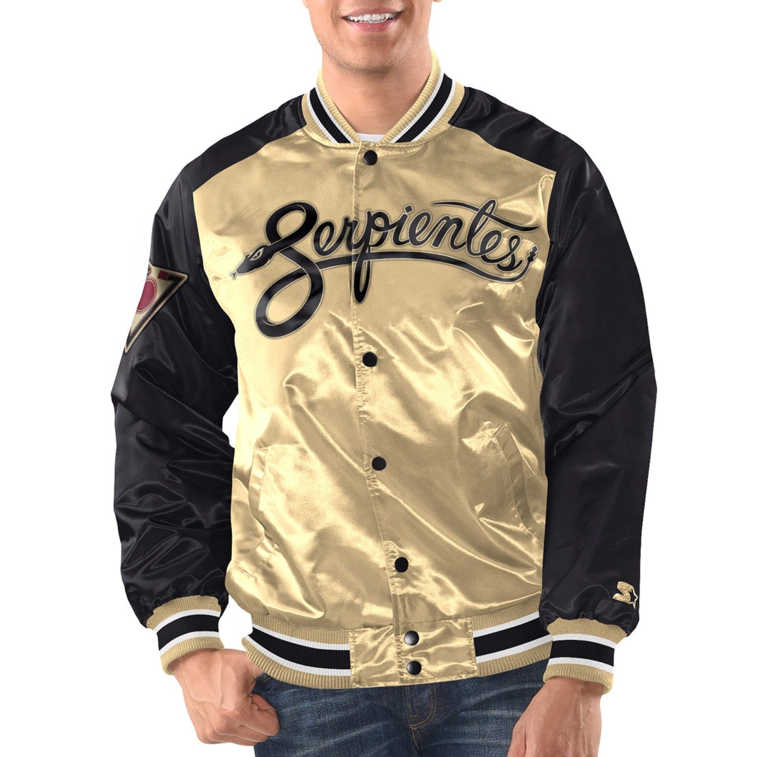 Arizona-Diamondbacks-Starter-Full-Snap-Gold-Satin-Varsity-Jacket-LeatherMoto