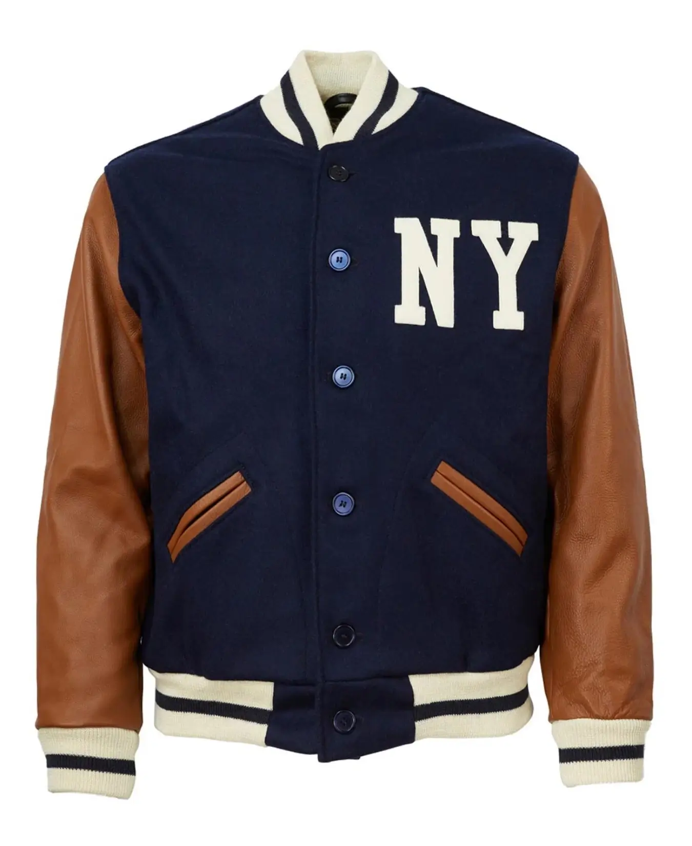 1-New-York-Black-Yankees-1940-Authentic-Navy-Brown-Jacket leather moto 1