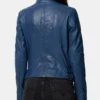 Alison Stylish Blue Women Leather Biker Jacket (3)