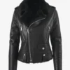 Arctic Luxe Women's Black Shearling Leather Jacket (1)