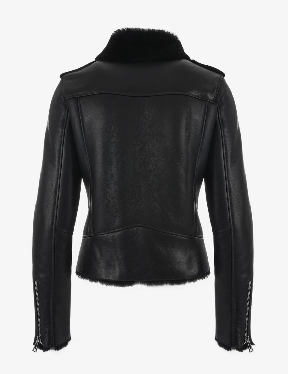Arctic Luxe Women's Black Shearling Leather Jacket (2)