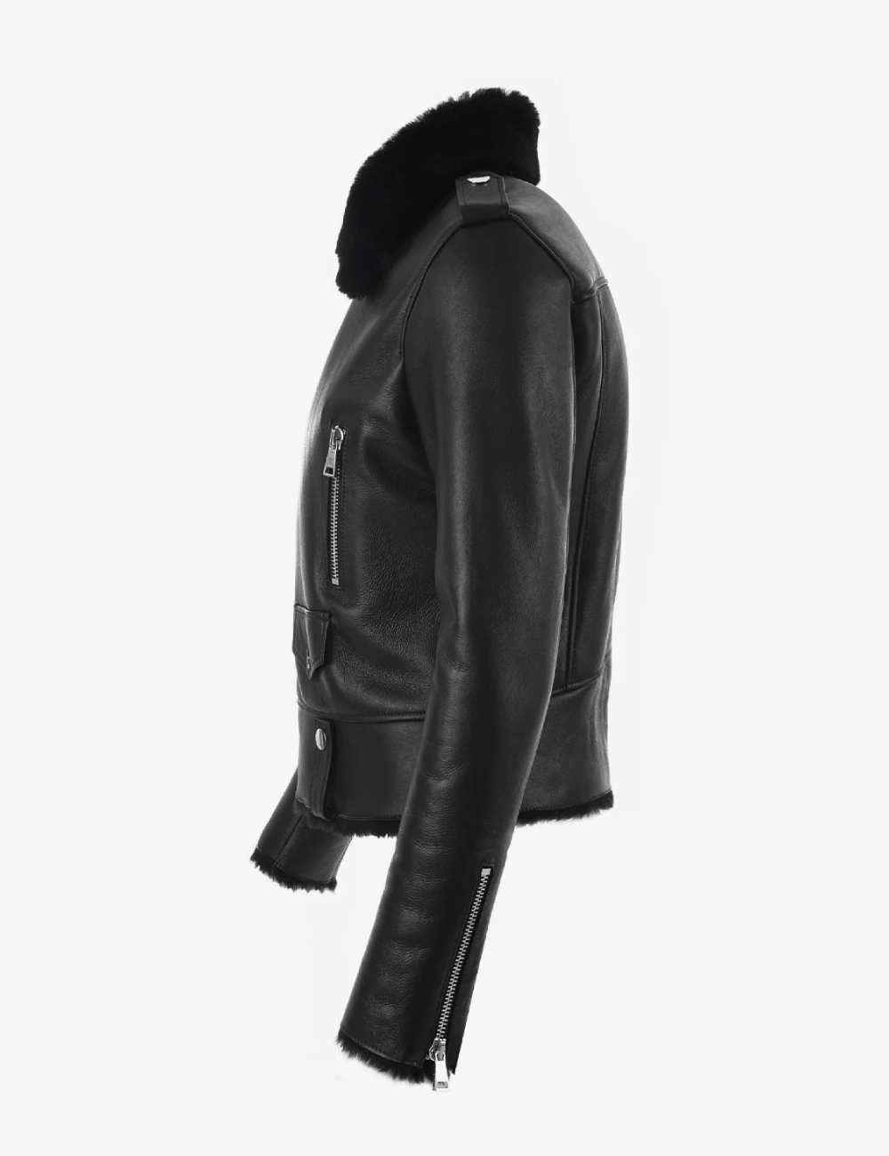 Arctic Luxe Women's Black Shearling Leather Jacket (3)