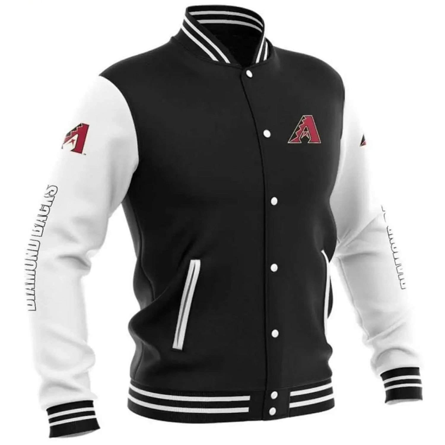 Arizona-Diamondbacks-Baseball-Full-Snap-Black-Wool-Varsity-Jacket-leather moto 1