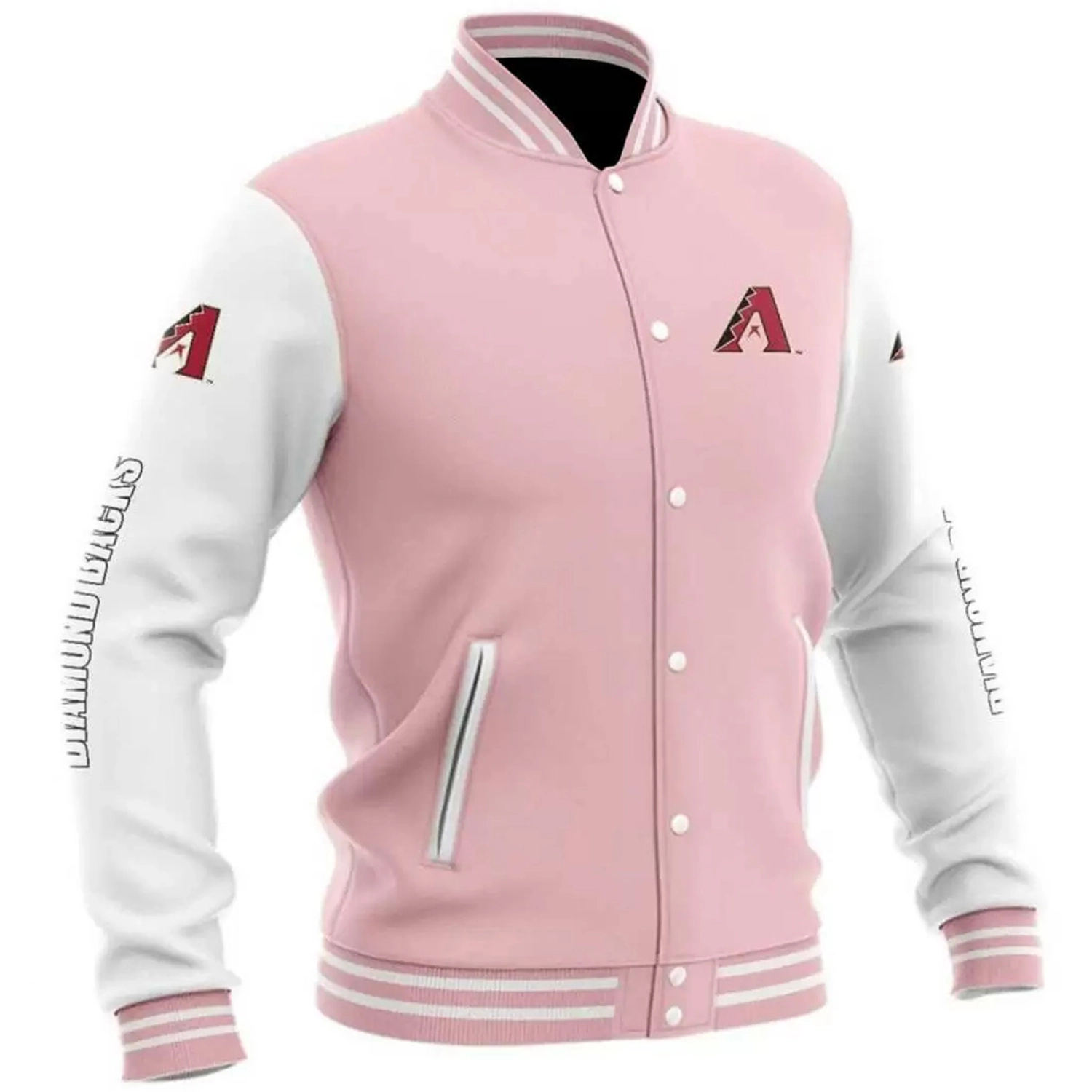 Arizona-Diamondbacks-Baseball-Team-Players-Wool-Varsity-Jacket-Pink-White-leather moto1
