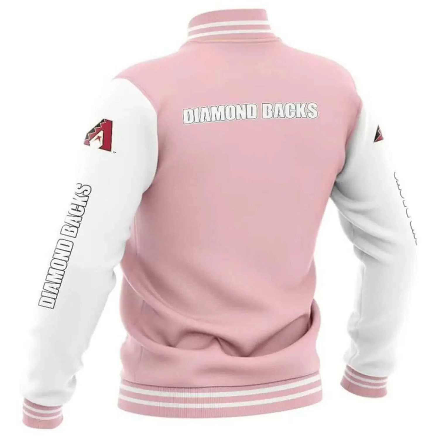 Arizona-Diamondbacks-Baseball-Team-Players-Wool-Varsity-Jacket-Pink-White-leather moto5