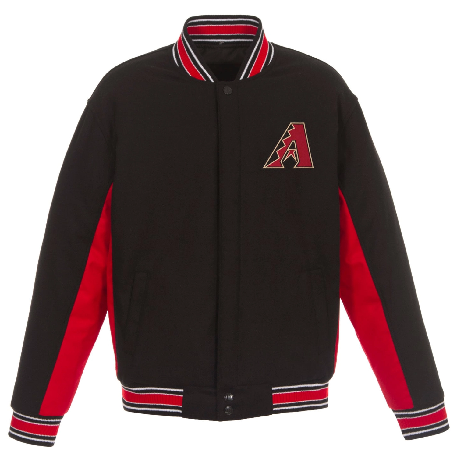 Arizona-Diamondbacks-Poly-Twill-Accent-Wool-Varsity-Jacket-Black-Red-leather moto 1
