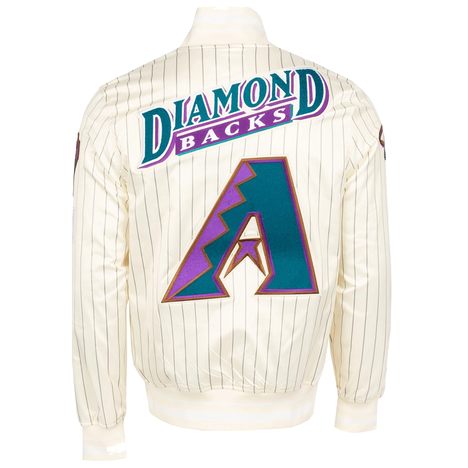 Arizona-Diamondbacks-Pro-Standard-Pinstripe-Full-Snap-Satin-Varsity-Cream-Jacket-leather moto 2