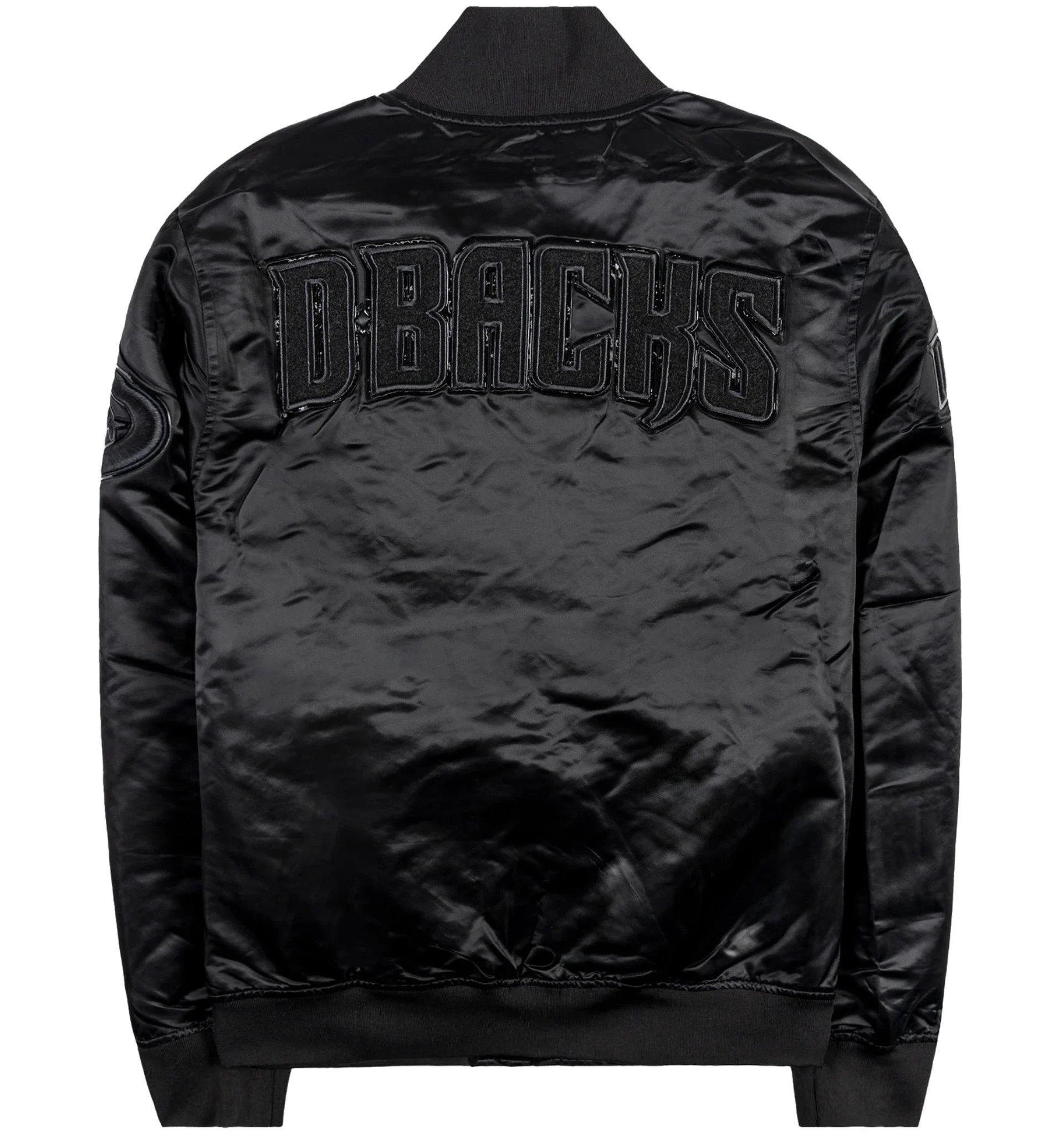 Arizona-Diamondbacks-Pro-Standard-Triple-Black-Full-Snap-Satin-Varsity-Jacket-leather moto 2